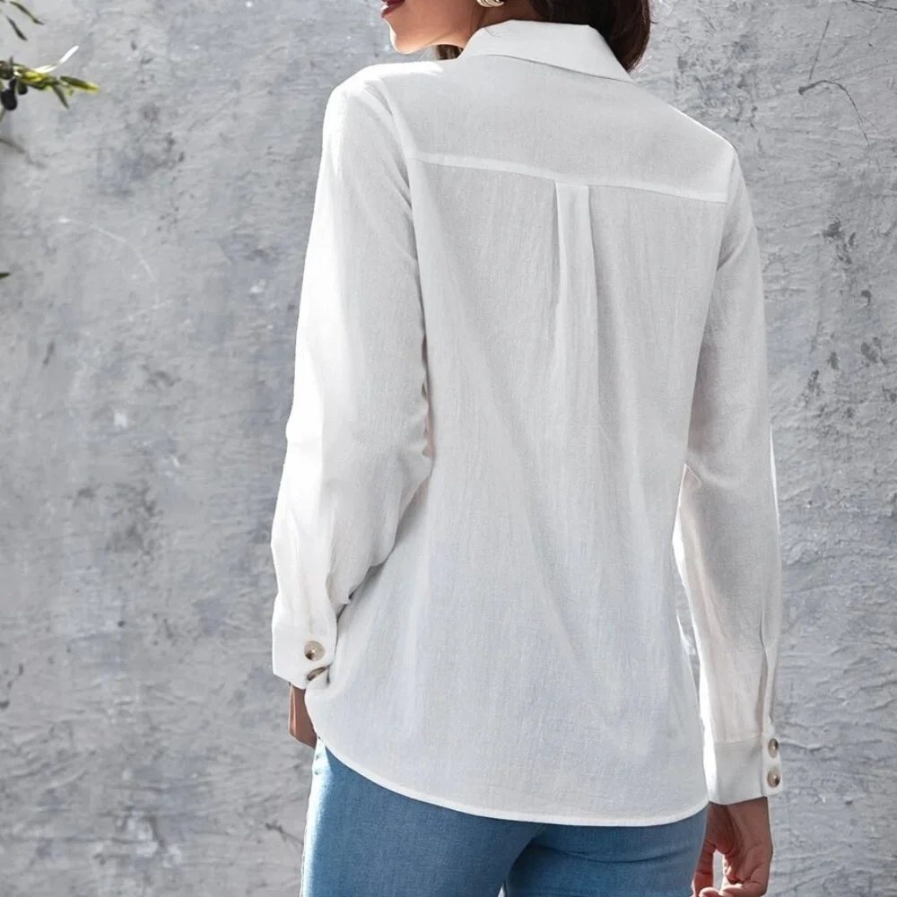 White Button down Boyfriend poplin Oversized Shirt - Picture 8 of 10